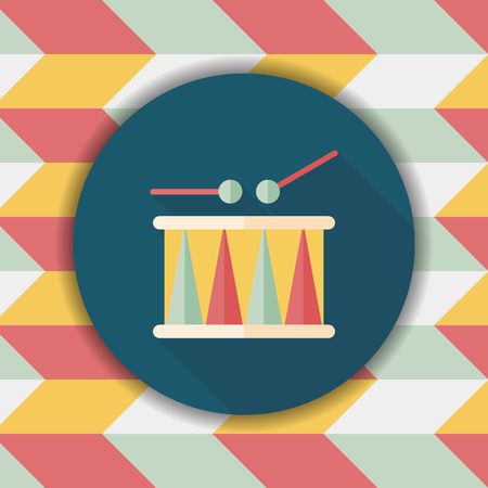drum flat icon with long shadowのイラスト素材