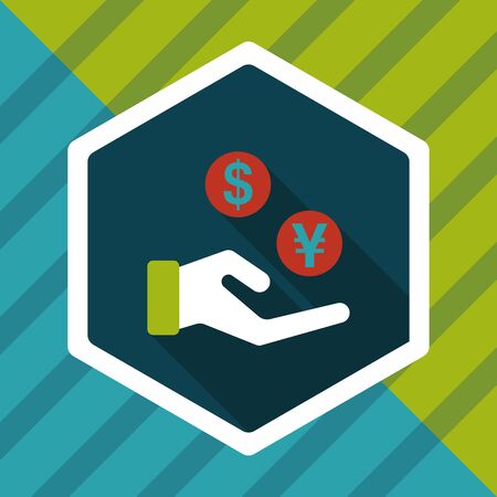 Currency Exchange flat icon with long shadow,eps10のイラスト素材