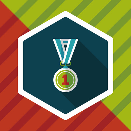 medal flat icon with long shadowのイラスト素材