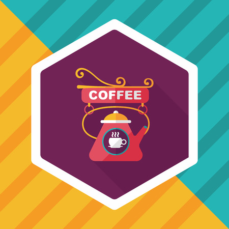 Coffee shop signs flat icon with long shadow,eps10のイラスト素材