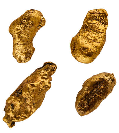 Group gold nuggets on a white backgroundの写真素材