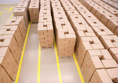 Cardboard boxes in stockの写真素材