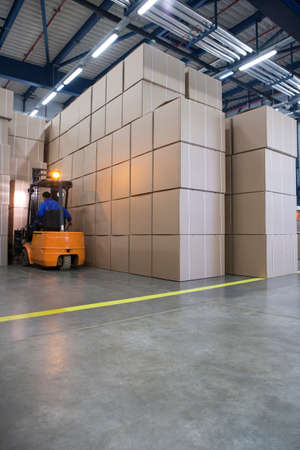 Warehouse with forkliftの写真素材