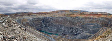 Mining in a career. Panorama multi-level career.