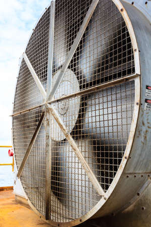 Big industrial cooler fan, huge fan in factory.