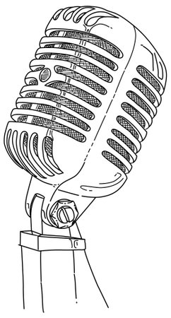 Hand drawn illustration of a Microphoneのイラスト素材
