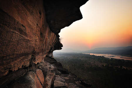 The Sun rise at Pha Tam, Ubon Ratchathani ,Thailandの写真素材