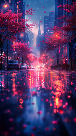 Rainy day in the city, New York City, USA.の素材