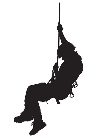 Silhouette of a climber on a white background. Vector illustrationのイラスト素材