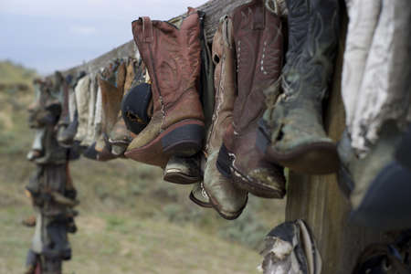These wonderfully display boots are serving a purpose long after there time  So many pair mounted...