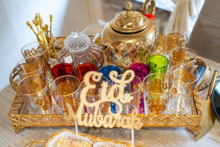 Eid Celebration with Decorative Tea Set andの写真素材