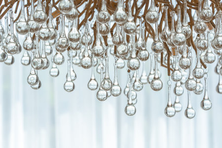 Crystal Raindrop Chandelier with Elegant Glassの写真素材