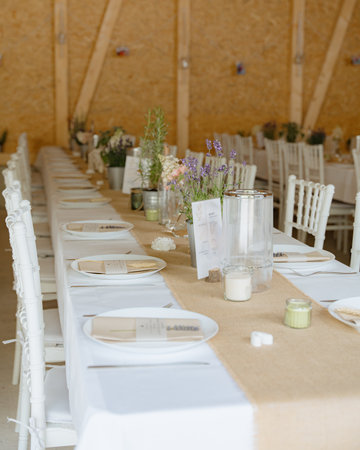 Wedding Reception Decoration with Lavenderの写真素材