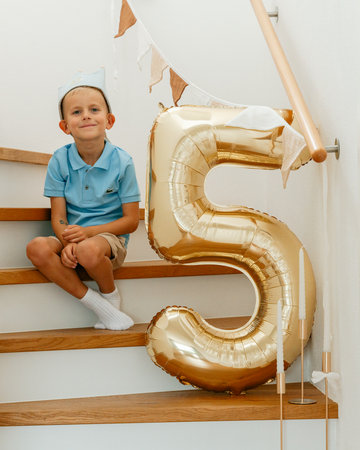 Birthday Celebration on Stairsの写真素材