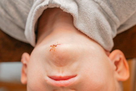 Child after minor injury, playful and curious
