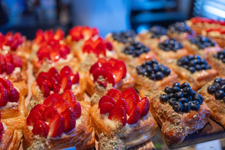 Close-up berry pastriesの写真素材