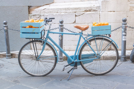 Traditional bicycle carrying fruit crates inの写真素材