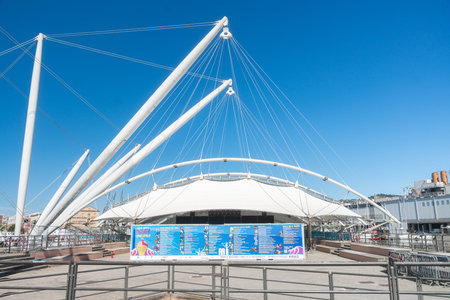 Genua, Italy, 07.08.26, White tensile structuresのeditorial素材