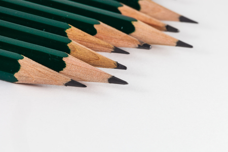 Set of pencils on white background with copy spaceの写真素材