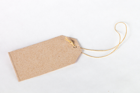 Blank sale tag mockup isolated on whiteの写真素材