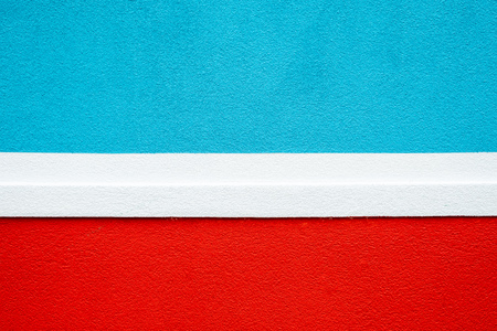 Blue and red with white stripe wall texture background with copy space