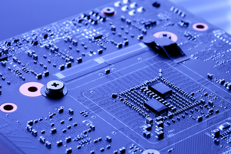 Computer circuit board showing the components  on a pattern