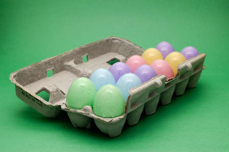 A tray of colorful easter eggs ready for the hunt.