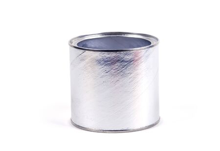 A silver cardboard container isolated against white.の写真素材