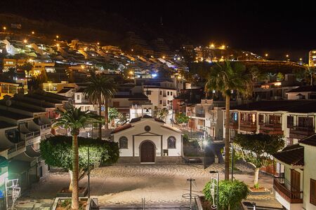 Church of the Holy Sprit in Los Gigantes by night, Tenerifeの写真素材