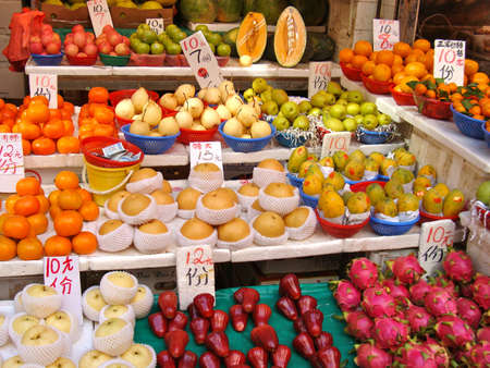 Hong Kong fruit and vegetable market の写真素材