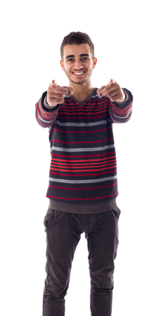 Young man smiling - isolated on whiteの写真素材