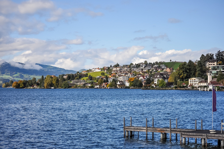 Small town by the lake of Zurichの写真素材