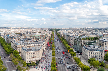 Paris city buildings under the blue skyのeditorial素材