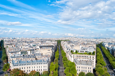 Paris city buildings under the blue skyの写真素材