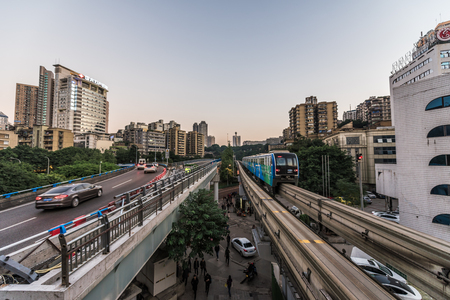 Chongqing Light Rail City Traffic sceneryのeditorial素材