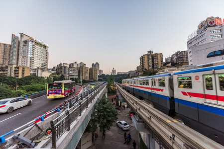 Chongqing Light Rail City Traffic sceneryのeditorial素材