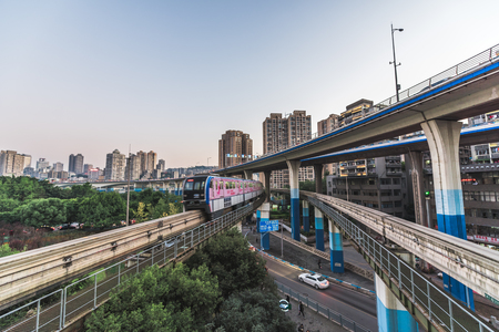 Chongqing Light Rail City Traffic sceneryのeditorial素材