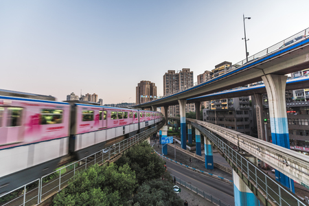 Chongqing Light Rail City Traffic sceneryのeditorial素材