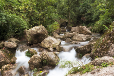water strean of Qingcheng Mountain, Chengdu, Sichuanの写真素材