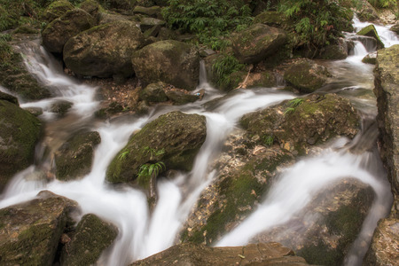 water stream of Qingcheng Mountain, Chengdu, Sichuanの写真素材
