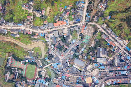 Rural countryside aerial photography natural sceneryの写真素材