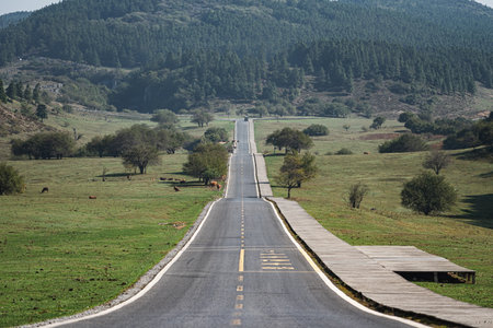 Fairy Mountain Wave Highway Natural Sceneryの写真素材