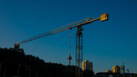 TV tower crane liftingのeditorial素材