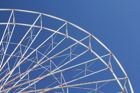 A ferris wheel has been dismantled for winter at a seaside resort