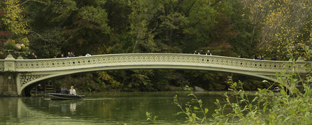 A panaramic photo of the Bow Bridge in New York Cityのeditorial素材