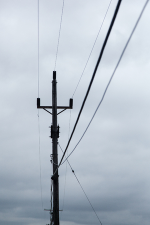 Telephone Pole and Utility Linesの写真素材