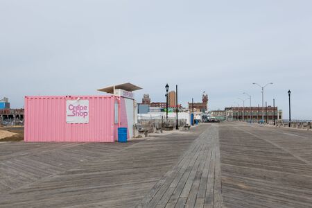 ASBURY PARK, NJ, USA - FEBRUARY 19: A view of the famous Asbury Park Boardwalk in the middle of the winter. Photo taken on February 19, 2016.のeditorial素材