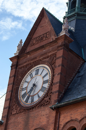 A view of the Central Railroad of New Jersey Terminal clock tower at Liberty State Park.の写真素材