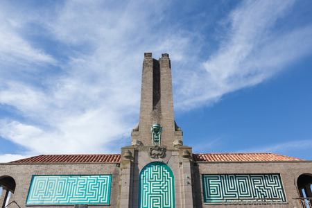 A view of the famous Asbury Park Casino on a crisp fall day with a beautiful blue sky.のeditorial素材