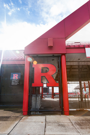 PISCATAWAY, NEW JERSEY - January 4, 2017: A view of the details on the exterior of Rutgers High Point Solutions Stadiumのeditorial素材